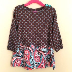 2T J. Khaki Paisley Boho Tunic Long Sleeve Dress